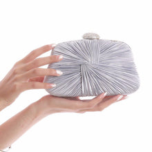 Load image into Gallery viewer, Women Pleated Evening  Blue Crystal Dressed Clutch Bags Wedding Party Chain Purse