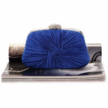 Load image into Gallery viewer, Women Pleated Evening  Blue Crystal Dressed Clutch Bags Wedding Party Chain Purse