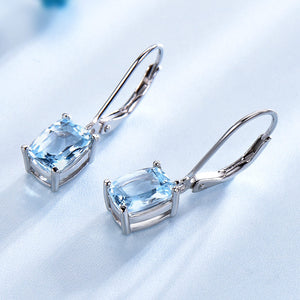 Sterling Silver Sky Blue Topaz Drop Earrings Elegant Gemstone Jewelry.