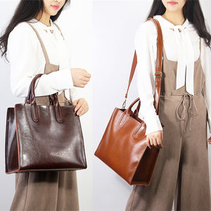 Burminsa Brand Real Leather Handbags Ladies Genuine Leather Tote
