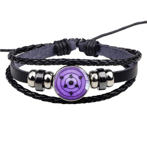 Uchiha Clan Rinnegan Sharingan Eye Bracelet Anime Naruto Braided Leather Bracelet