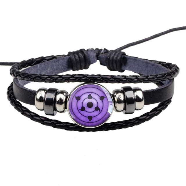 Uchiha Clan Rinnegan Sharingan Eye Bracelet Anime Naruto Braided Leather Bracelet