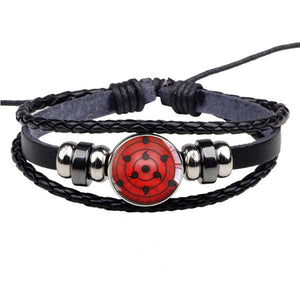 Uchiha Clan Rinnegan Sharingan Eye Bracelet Anime Naruto Braided Leather Bracelet