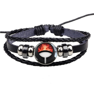 Uchiha Clan Rinnegan Sharingan Eye Bracelet Anime Naruto Braided Leather Bracelet