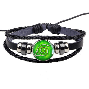 Uchiha Clan Rinnegan Sharingan Eye Bracelet Anime Naruto Braided Leather Bracelet