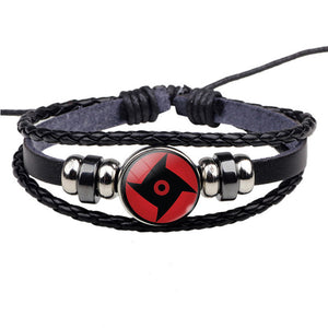 Uchiha Clan Rinnegan Sharingan Eye Bracelet Anime Naruto Braided Leather Bracelet