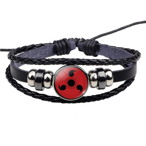 Uchiha Clan Rinnegan Sharingan Eye Bracelet Anime Naruto Braided Leather Bracelet