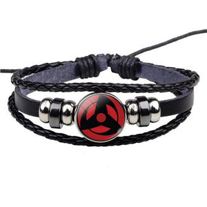 Uchiha Clan Rinnegan Sharingan Eye Bracelet Anime Naruto Braided Leather Bracelet