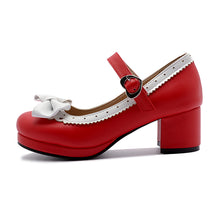Load image into Gallery viewer, TAOFFEN Women Thick High Heel Shoes Women Patchwork Bowknot Heart Buckle Heels Pumps Ladies Office Daily Footwear Size 28-43