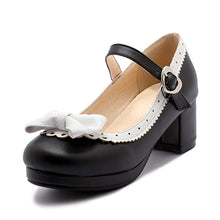 Load image into Gallery viewer, TAOFFEN Women Thick High Heel Shoes Women Patchwork Bowknot Heart Buckle Heels Pumps Ladies Office Daily Footwear Size 28-43