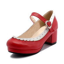 Load image into Gallery viewer, TAOFFEN Women Thick High Heel Shoes Women Patchwork Bowknot Heart Buckle Heels Pumps Ladies Office Daily Footwear Size 28-43