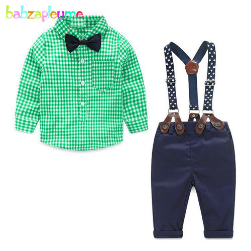 Newborn Outfits Baby Boys Clothes Sets Casual Gentleman Plaid Shirt+Pants