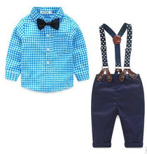 Load image into Gallery viewer, Newborn Outfits Baby Boys Clothes Sets Casual Gentleman Plaid Shirt+Pants