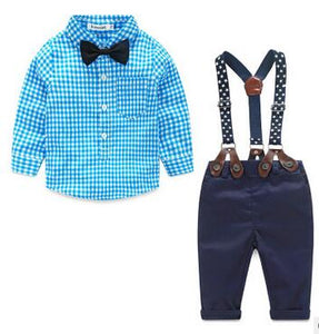 Newborn Outfits Baby Boys Clothes Sets Casual Gentleman Plaid Shirt+Pants