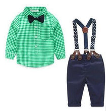 Load image into Gallery viewer, Newborn Outfits Baby Boys Clothes Sets Casual Gentleman Plaid Shirt+Pants