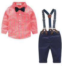 Load image into Gallery viewer, Newborn Outfits Baby Boys Clothes Sets Casual Gentleman Plaid Shirt+Pants