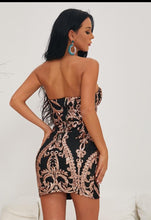 Load image into Gallery viewer, Missord  2018winetr Sexy  Bra Off Shoulder Retro Geometry Sequin  Dresses knee length  short Party Elegant  Dress FT18310