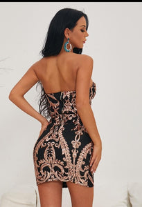 Missord  2018winetr Sexy  Bra Off Shoulder Retro Geometry Sequin  Dresses knee length  short Party Elegant  Dress FT18310