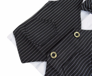 Baby Baptism  Tuxedo Formal Outfit  Striped Vest+Short 2pcS Shirt