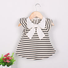 Load image into Gallery viewer, Sleeveless Big Bow Cute Multi color Summer New Girl Clothes Stripes