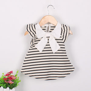 Sleeveless Big Bow Cute Multi color Summer New Girl Clothes Stripes