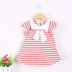 Sleeveless Big Bow Cute Multi color Summer New Girl Clothes Stripes