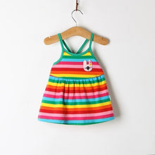 Load image into Gallery viewer, Sleeveless Big Bow Cute Multi color Summer New Girl Clothes Stripes