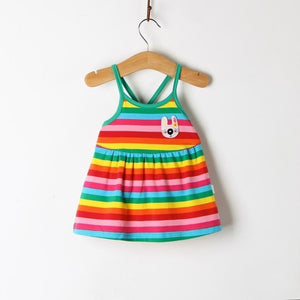 Sleeveless Big Bow Cute Multi color Summer New Girl Clothes Stripes