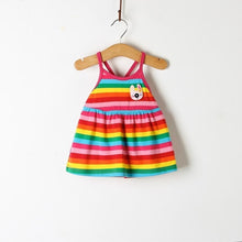 Load image into Gallery viewer, Sleeveless Big Bow Cute Multi color Summer New Girl Clothes Stripes