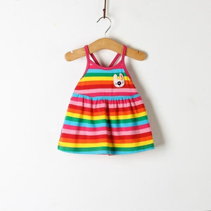 Sleeveless Big Bow Cute Multi color Summer New Girl Clothes Stripes