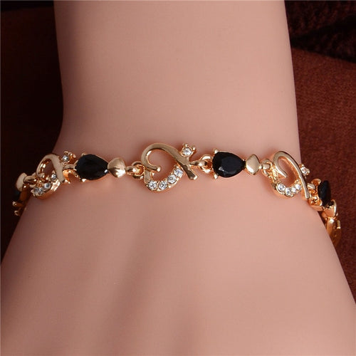 5 colors Beautiful Bracelet for Women Colorful Austrian Crystal Fashion Heart Chain Bracelet