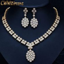 Load image into Gallery viewer, CWWZircons Full African CZ Crystal Bridal Wedding Necklace Earrings Dubai Gold Color Costume Jewelry Sets for Women T106