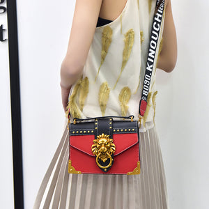 Fashion Pack Shoulder Bag Crossbody Package Metal Lion Head Mini Small Square Clutch Women Designer Wallet Handbags Bolsos Mujer