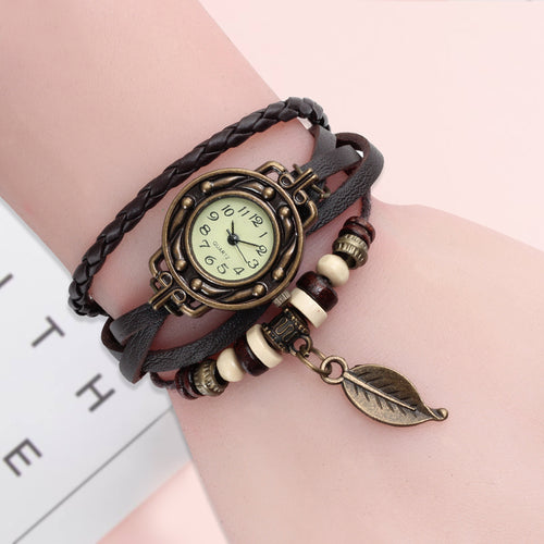 Multicolor High Quality Women Genuine Leather Vintage Quartz Dress Watch