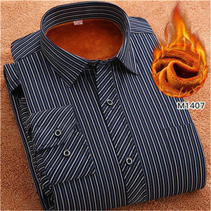 FillenGudd 2019 Winter 8xl plus size mens Casual Striped shirts Cheap High Quality thermal Long Sleeve Velvet big size clothing