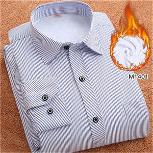 FillenGudd 2019 Winter 8xl plus size mens Casual Striped shirts Cheap High Quality thermal Long Sleeve Velvet big size clothing