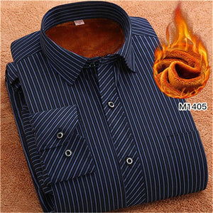 FillenGudd 2019 Winter 8xl plus size mens Casual Striped shirts Cheap High Quality thermal Long Sleeve Velvet big size clothing