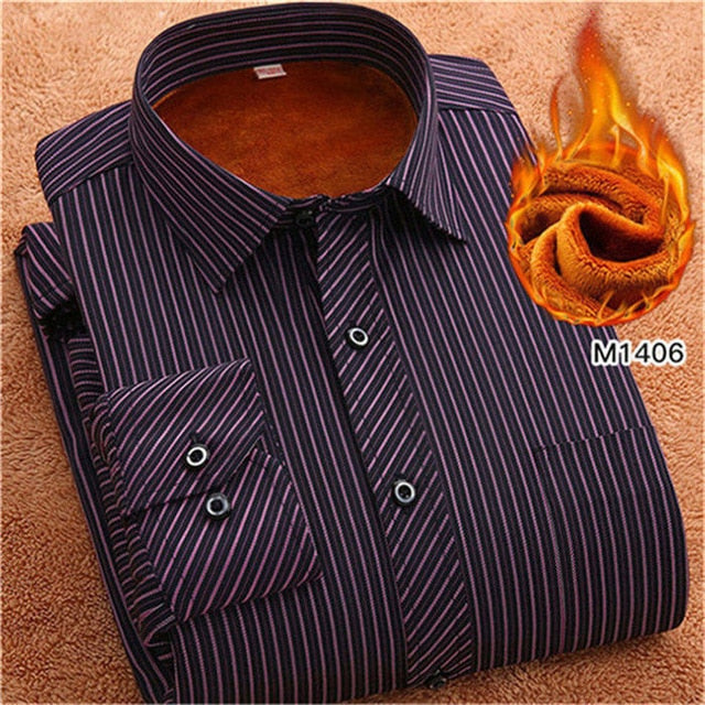 FillenGudd 2019 Winter 8xl plus size mens Casual Striped shirts Cheap High Quality thermal Long Sleeve Velvet big size clothing