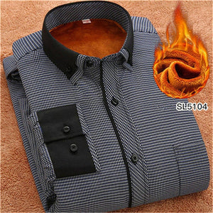 FillenGudd 2019 Winter 8xl plus size mens Casual Striped shirts Cheap High Quality thermal Long Sleeve Velvet big size clothing