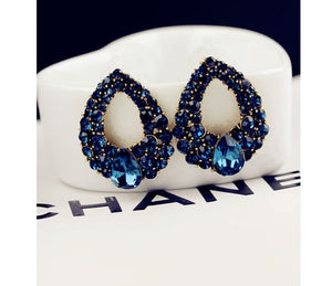 Women Fashion New  Earing Bijoux Blue Zircon Stud Earrings