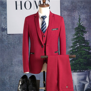 Blazers Pants Vest Set / Men's Fashion Three Piece Suit Groom wedding Male Business Casual Coat Jacket Waistcoat Trousers Blazer