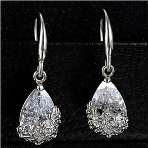 Cubic Zirconia CZ Pendant Necklace Drop Earrings Jewelry Set for women