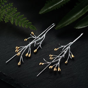 Lotus Fun Real 925 Sterling Silver Natural Creative Handmade Fine Jewelry Statement Tree Fashion Drop Earrings for Women Brincos