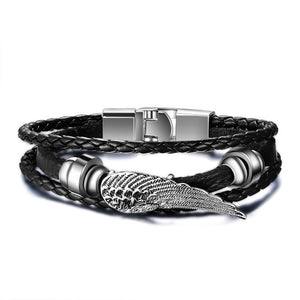 Lucky Vintage Men's Leather Bracelet Playing Cards Raja Vegas Charm Multilayer Braided Women