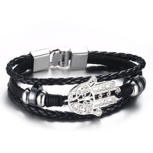 Load image into Gallery viewer, Lucky Vintage Men&#39;s Leather Bracelet Playing Cards Raja Vegas Charm Multilayer Braided Women