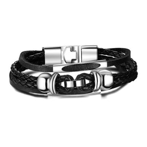 Lucky Vintage Men's Leather Bracelet Playing Cards Raja Vegas Charm Multilayer Braided Women