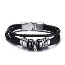 Load image into Gallery viewer, Lucky Vintage Men&#39;s Leather Bracelet Playing Cards Raja Vegas Charm Multilayer Braided Women