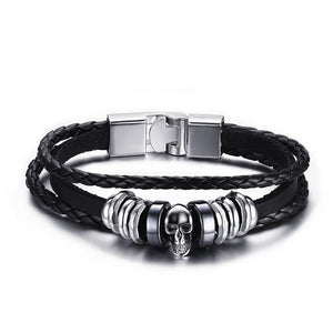 Lucky Vintage Men's Leather Bracelet Playing Cards Raja Vegas Charm Multilayer Braided Women