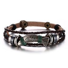 Load image into Gallery viewer, Lucky Vintage Men&#39;s Leather Bracelet Playing Cards Raja Vegas Charm Multilayer Braided Women