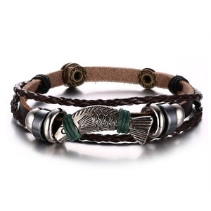 Lucky Vintage Men's Leather Bracelet Playing Cards Raja Vegas Charm Multilayer Braided Women